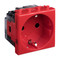 DKC / ДКС Розетка "Красный квадрат", 2P+E, с з/ш, 2 мод., Avanti - 123