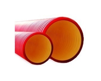 DKC / ДКС Труба жесткая двустенная для электропроводки и кабельных линий, в комплекте с соединительной муфтой, наружный ф200мм, жесткость 6 кПа, цвет красный, длина 6 м (цена за 1м)