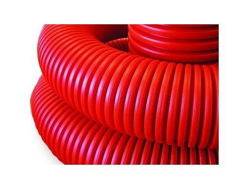 DKC / ДКС Труба жесткая двустенная для электропроводки и кабельных линий, в комплекте с соединительной муфтой, наружный ф125мм, жесткость 10 кПа, цвет красный, длина 6 м (цена за 1м)