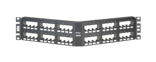 PANDUIT Угловая модульная патч-панель Mini-Com® 19", 48 портов, монтаж заподлицо (лицевые панели с задней стороны), 2U, черная