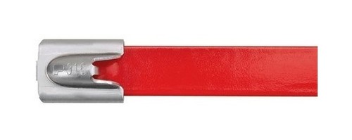 PANDUIT Стальная неразъемная кабельная стяжка PAN-STEEL™с металлическим замком, 362 x 7.9 мм, цвет красный (50 шт.)