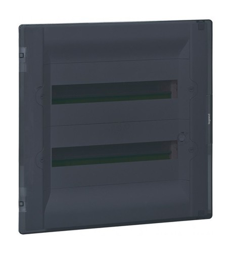 LEGRAND Распределительный щиток Practibox3 скрытого монтажа, IP 40, IK 07, 2 рейки, 36 модулей, с клеммиком заземления, прозрачная дверь