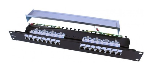 Hyperline Патч-панель 19", 1U, 16 портов RJ-45 полн. экран., категория 5e, Dual IDC, ROHS, цвет черный