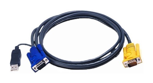 ATEN Шнур, мон+клав+мышь USB, SPHD15=>HD DB15+USB A-Тип, Male-2xMale, 8+4 проводов, опрессованный, 3 метр., черный