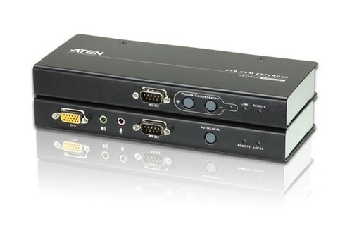 ATEN Удлинитель, SVGA+KBD&MOUSE USB+AUDIO+RS232, 200 метр., 1xUTP Cat5e, SPHD15+HD-DB15+2xUSB A-тип+2xMINI JACK+DB9, Female, c KVM-шнуром USB 1.8м, Б.П. 220> 5.3V, (макс.разр 1920х1200 60Hz (30м)/1600х1200 60Hz (150м)/1280x1024 60Hz (20