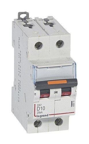 LEGRAND Автоматический выключатель, серия DX3, D10A, 25кА, 2-полюсный