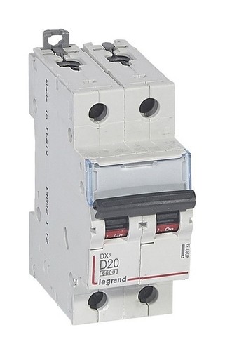 LEGRAND Автоматический выключатель, серия DX3, D20A, 10кА, 2-полюсный
