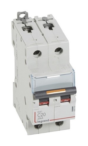 LEGRAND Автоматический выключатель, серия DX3, C20A, 25кА, 2-полюсный