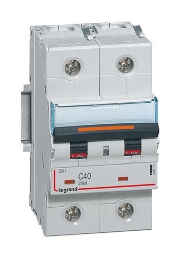 LEGRAND Автоматический выключатель, серия DX3, C40A, 25кА, 2-полюсный