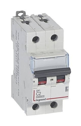 LEGRAND Автоматический выключатель, серия DX3, С2A, 30kA, 2-полюсный