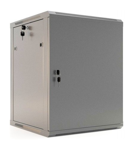 Hyperline Шкаф настенный 19-дюймовый (19"), 6U, 367x600х450мм, металлическая передняя дверь с замком, две боковые панели, цвет серый (RAL 7035) (разобранный)