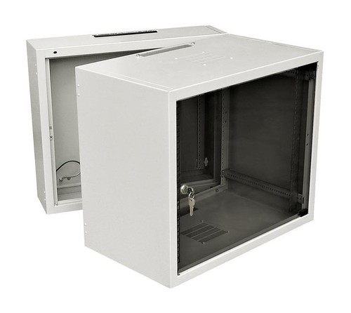ZPAS Шкаф настенный 19-дюймовый (19"), серия SD2 , 6U, 337x600х500, двухсекционный, со стальной дверью, цвет серый (RAL 7035) (SD-206) (собранный)