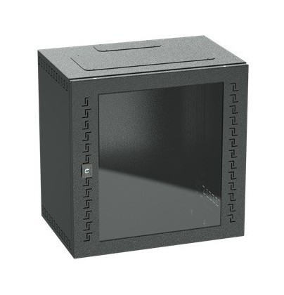 DKC / ДКС Шкаф телекоммуникационный навесной, 12 U (600х600х400) дверь стекло, цвет черный RAL9005