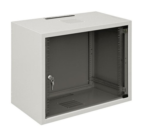 ZPAS Шкаф настенный 19-дюймовый (19"), серия SJ2, 18U, 871x600х400, со стеклянной дверью, цвет серый (RAL 7035) (SJ-118) (собранный)