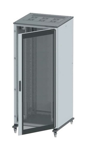 DKC / ДКС Напольный шкаф 47U 2200х600х600мм (ВхШхГ), передняя дверь стекло, задняя глухая дверь, крыша укомплектована вводом и заглушками, серый