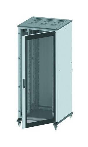 DKC / ДКС Напольный шкаф 24U 1200х800х1000мм (ВхШхГ), передняя дверь стекло, задняя глухая дверь, крыша укомплектована вводом и заглушками, серый