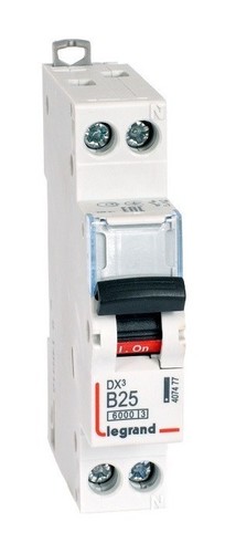 LEGRAND Автоматический выключатель, серия DX3, B25А, 10кА, 1-полюсный + нейтраль