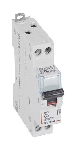 LEGRAND Автоматический выключатель, серия DX3, С2А, 10кА, 1-полюсный + нейтраль