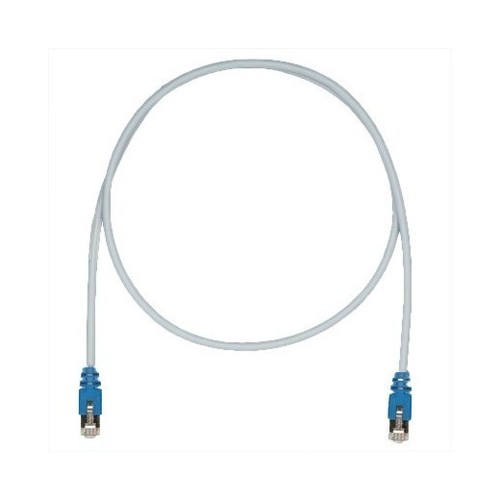 PANDUIT Патч-корд TX5e F/UTP, Cat.5e, с модульными разъёмами PAN-PLUG™ на обоих концах, 26 AWG, 2 м, серый с синими колпачками