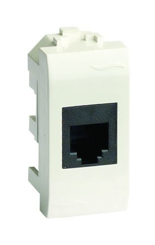 DKC / ДКС Компьютерная розетка RJ-45 кат.6, неэкранированная, цвет белый, 1М, BRAVA