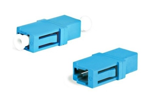 Hyperline Оптический проходной адаптер LC-LC, SM, simplex, корпус пластиковый, синий, белые колпачки