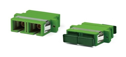 Hyperline Оптический проходной адаптер SC/APC-SC/APC, SM, duplex, корпус пластиковый, зеленый, зеленые колпачки