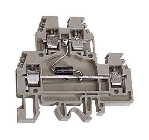 DKC / ДКС DAS.4/D60, 2х уровневый проходной зажим бежевый 4 кв.мм с диодом между уровнями 60В