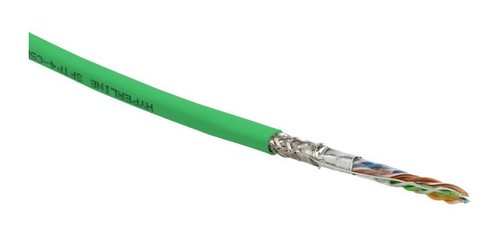 Hyperline (305 м) Кабель витая пара SF/UTP, категория 5e, 4 пары(24 AWG), одножильный(solid), экран - фольга + медная оплетка, PVC, –20°C – +75°C, зеленый - гарантия:15 лет компонентная; 25 лет системная