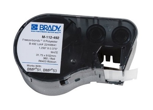 BRADY M-112-492 этикетки 31.75х9.53мм, Полиэстер белый (FreezerBondz), в картридже 360шт. Печать черным. (BMP51/53)