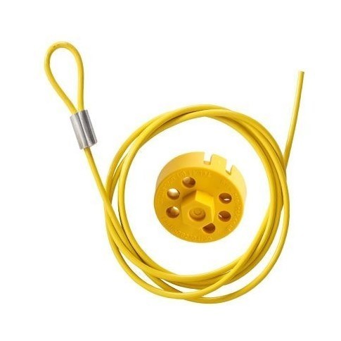 BRADY Блокиратор тросовый Pro-lock II с механизмом закрытия, длина троса 1.5м, материалы - полипропилен и нержавеющая сталь, цвет желтый