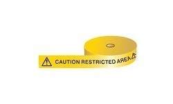 BRADY Преграждающая лента, легенда "CAUTION RESTRICTED AREA.", 75 мм*250 м, черный на желтом, полиэтилен, 1 рулон"