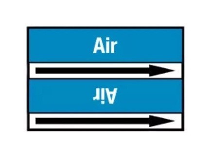 BRADY Стрелка для маркировки трубопровода, легенда "Air", белый на синем, 100мм*33м, высота текста 13 мм, 220 маркеров/рулон, B-7520(ламинированный полиэстер)"