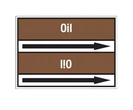 BRADY Стрелка для маркировки трубопровода, легенда "Oil", белый на коричневом, 100мм*33м, высота текста 8 мм, 505 маркеров/рулон, B-7520(ламинированный полиэстер)"