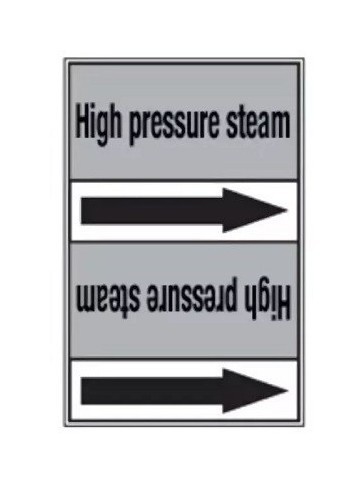 BRADY Стрелка для маркировки трубопровода, легенда "High Pressure Steam", черный на сером, 100мм*33м, высота текста 8 мм, 505 маркеров/рулон, B-7520(ламинированный полиэстер)"