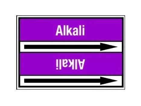 BRADY Стрелка для маркировки трубопровода, легенда "Alkali", белый на фиолетовом, 100мм*33м, высота текста 8 мм, 505 маркеров/рулон, B-7520(ламинированный полиэстер)"