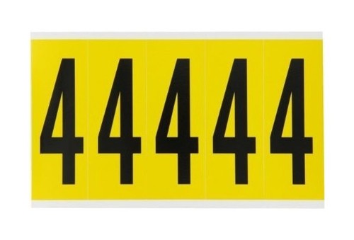 BRADY 1560-*, Цифра 4 , черный на желтом, 44*127 мм,5 цифр на карте, 25 карт в упаковке