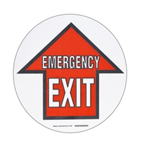 BRADY Наполная самоклеющаяся стрелка в рамке "EMERGENSY EXIT", материал В-534, цвет - черный и красный на белом, диаметр 431,8 мм