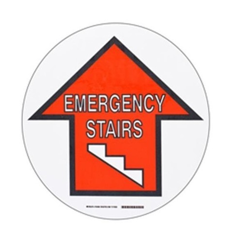 BRADY Наполная самоклеющаяся стрелка в рамке "EMERGENSY STAIRS", материал В-534, цвет - черный и красный на белом, диаметр 431,8 мм