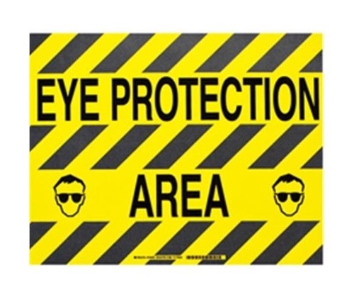 BRADY Наполная самоклеющаяся табличка с надписью "Eye Protection Area", материал В-534, цвет - черный на желтом, размер 355,6 мм Х 457,2 мм