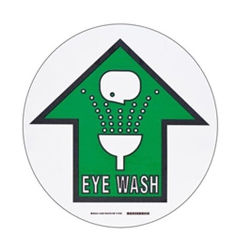 BRADY Наполная самоклеющаяся табличка с надписью "EYE WASH", материал В-534, цвет - черный и зелееный на белом, диаметр 431,8 мм