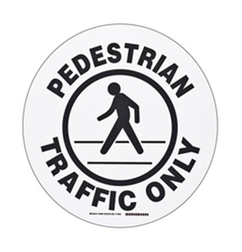 BRADY Наполная самоклеющаяся табличка с надписью "Pedestrian Traffic Only", материал В-534, цвет - черный на белом, диаметр 431,8 мм