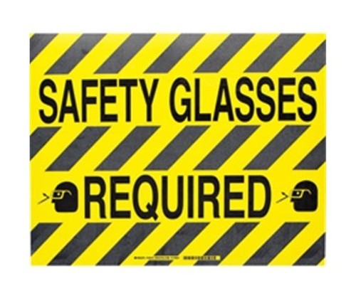 BRADY Наполная самоклеющаяся табличка с надписью "Safety Glasses Required", материал В-534, цвет - черный на желтом, размер 355,6 мм Х 457,2 мм