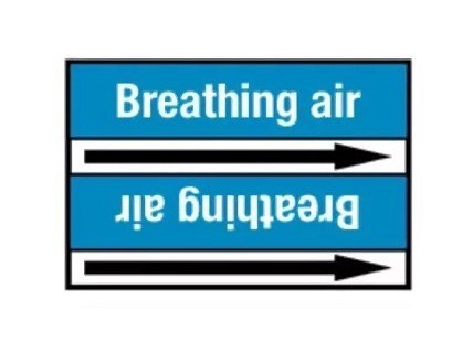 BRADY Стрелка для маркировки трубопровода, легенда "Breathing Air", белый на синем, 26мм*200мм, 3 рулона по 10 маркеров, B-7520(ламинированный полиэстер)"