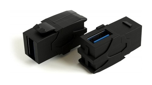 Hyperline Вставка формата Keystone Jack с проходным адаптером USB 3.0 (Type A), 90 градусов, ROHS, черная