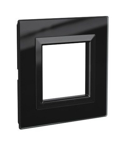 DKC / ДКС Рамка из натурального стекла, черная, 2 модуля, Avanti