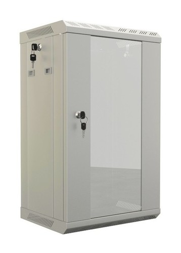 Hyperline Шкаф настенный 10'', 12U, 649,5х390х300, уст. размер 254 мм, со стеклянной дверью, открывающиеся стенки, возможность установки вентилятора, цвет серый (RAL 7035) (собранный)