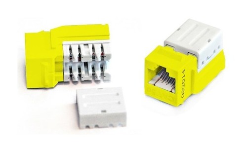 Hyperline Вставка Keystone Jack RJ-45(8P8C), категория 5e, 110 IDC, заделка с помощью E-TOOL, желтая