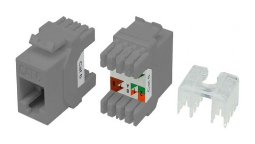 Hyperline Вставка Keystone Jack RJ-45(8P8C), категория 5e, тип 180 градусов, серая