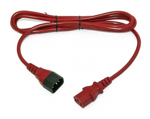 Hyperline Кабель питания монитор-компьютер IEC 320 C13 - IEC 320 C14 (3x0.75), 10A, прямая вилка, 1 м, цвет красный