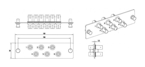 Hyperline Панель для FO-19BX с 6 ST адаптерами, 6 волокон, многомод OM2/OM3/OM4, 120x32 мм